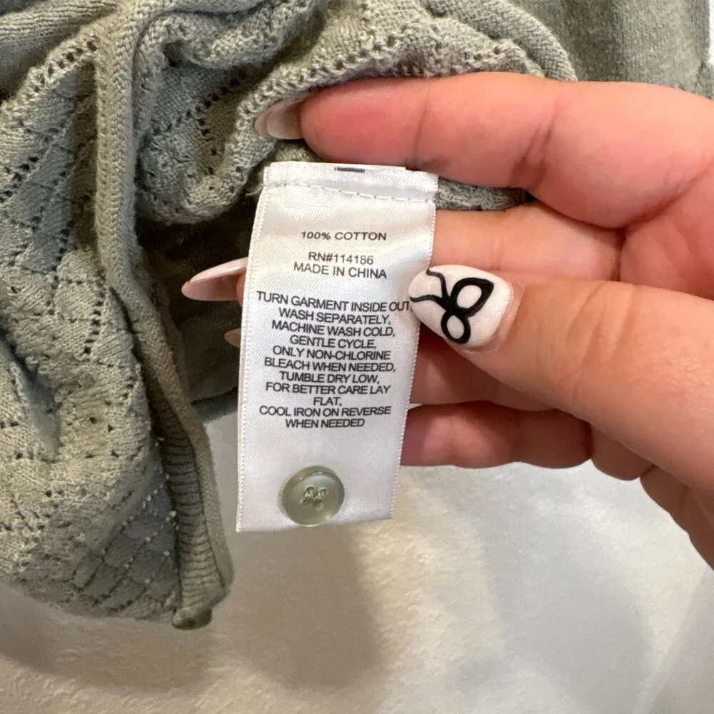 Frye Knit Button Front Cardigan Sweater – Sage Green (XL) - Picture 6 of 7
